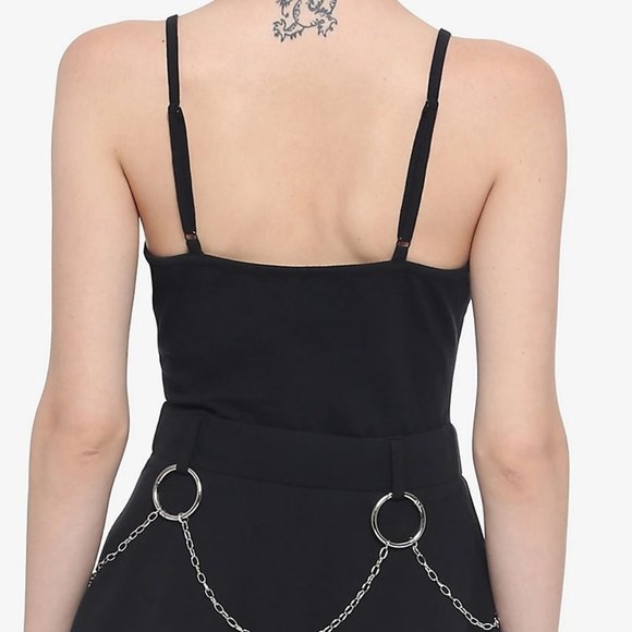 Hot Topic Chain Belt Strappy Skater Dress Black Medium - Picture 4 of 11